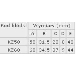 KŁÓDKA ZNALOWA, ZASUWKOWA KZ60 3 KLUCZE