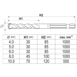 ZESTAW WIERTEŁ UNIWERSALNYCH 5SZT. 4-10MM HEX