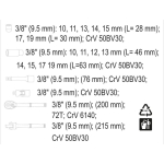 ZESTAW NARZĘDZIOWY 3/8'''' 19 CZĘŚCI