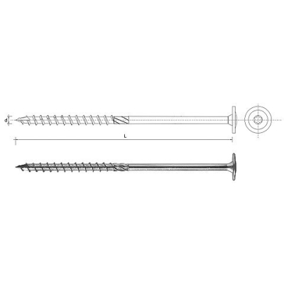 WKRĘT DO DREWNA Z KOŁNIERZEM NA TORX OCYNKOWANY 10*240MM T40