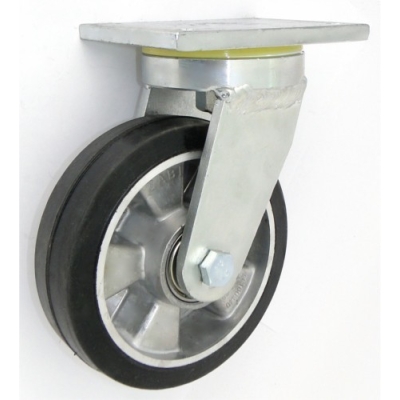 KOŁO ALUMINIUM-GUMA 160MM OBUDOWA SKRĘTNA SPAWANA A42GD