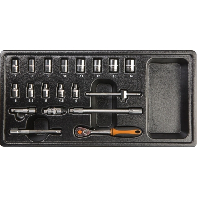 KLUCZE NASADOWE 1/4'' NASADKI 13 SZTUK+AKCESORIA