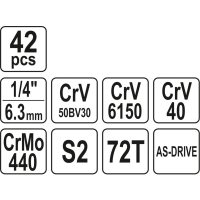 ZESTAW NARZĘDZIOWY 1/4'''' 42 CZĘŚCI XS