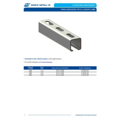PROFIL MONTAŻOWY TYP A1.5 (30*30*1.5MM) DŁ. 2000MM