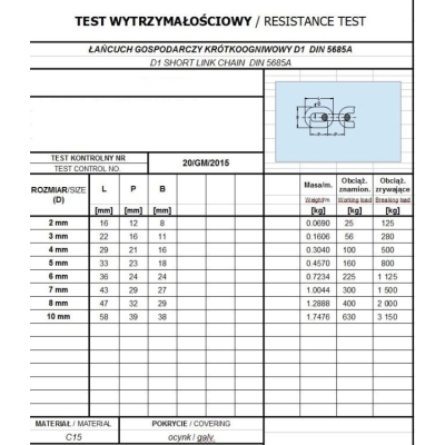 ŁAŃCUCH STUDZIENNY KRÓTKI OCYNKOWANY D-1 5MM