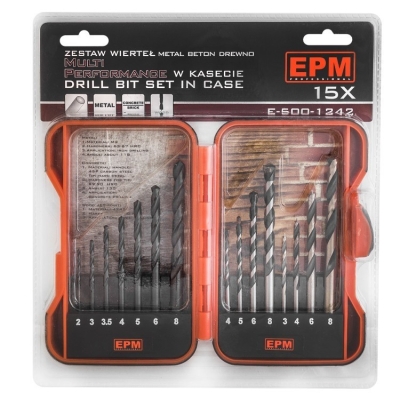 ZESTAW WIERTEŁ METAL BETON DREWNO 15 SZTUK MULTI PERFORMANCE