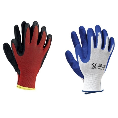 RĘKAWICE POLIESTER+LATEX RTELA, GNYLEX CZERWONO-CZARNE 11