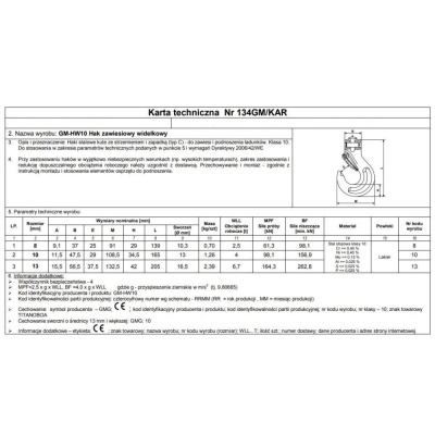 HAK ZAWIESIOWY SWORZNIOWY Z ZABEZPIECZENIEM G10 6MM WLL