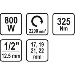 ELEKTRYCZNY KLUCZ UDAROWY 800W 325NM + NASADKI