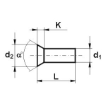 NIT ALUMINIOWY PEŁNY Z ŁBEM STOŻKOWYM PŁASKIM 4.0*25 MM