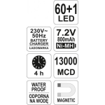 LAMPA DIODOWA WARSZTATOWA LED 60+1