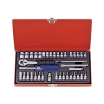 KOMPLET NASADEK 1/4 6-KĄTNE 39 SZTUK 4-13MM Z AKCESORIAMI
