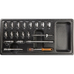 KLUCZE NASADOWE 1/4'' NASADKI 13 SZTUK+AKCESORIA