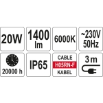 REFLEKTOR DIODOWY 20W ZE STOJAKIEM 1400LM