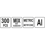 ZESTAW PODKŁADEK ALUMINIOWYCH 300 SZT. MIX ROZMIARÓW