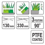 NOŻYCE DO TRAWY OBROTOWE 330MM 3-POZYCYJNE OSTRZA TEFLON