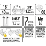 ŁAŃCUCH TNĄCY DO PILARKI 16'' 3/8' 1,6MM 60Z