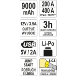 URZĄDZENIE ROZRUCHOWE POWER BANK 9000MAH