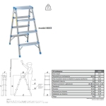 DRABINA ALUMINIOWA DWUSTRONNA 90CM 3 STOPNIE + PODEST