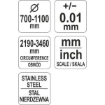 TAŚMA DO POMIARU ŚREDNICY I OBWODU2190-3460/0,1MM NIERDZEWNA