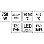 STACJA LUTOWNICZA HOT AIR 750W Z WYŚWIETLACZEM LED