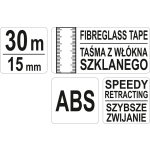 MIARA STALOWA GEODEZYJNA 30M Z WŁÓKNA SZKLANEGO