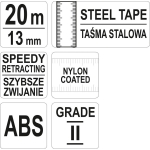 TAŚMA MIERNICZA STALOWA 20M