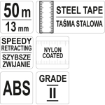 TAŚMA MIERNICZA STALOWA 50M