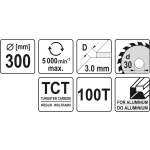 TARCZA WIDIOWA DO ALUMINIUM 300*30MM 100 ZĘBÓW