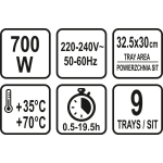 SUSZARKA SPOŻYWCZA, 9 SIT, 600-700W.