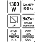 OPIEKACZ 1300W, CERAMICZNA PŁYTA