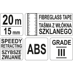 TAŚMA MIERNICZA WŁÓKNO SZKLANE 20M