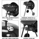 GRILL WĘGLOWY OKRĄGŁY Z POKRYWĄ 41CM