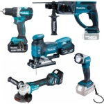 ZESTAW COMBO 18V DDF484+DGA513+DHR202+DJV181+DML802