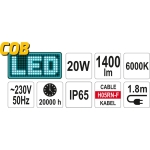 REFLEKTOR DIOD. PRZENOŚNY 20W 1400LM COB