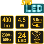 LAMPA WARSZT. PRZEWODOWA LED 4,5W