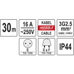 PRZEDŁUŻACZ BUDOWLANY 30M 3*2.5MM2