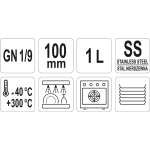 POJEMNIK GASTRONOMICZNY GN 1/9 100MM
