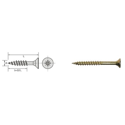 WKRĘT DO DREWNA OCYNK ŻÓŁTY 4.5*80/42MM