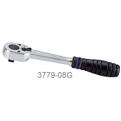 GRZECHOTKA 3/8 200MM 32 ZĘBY CHROM, UCHWYT GUMOWY, BLOKADA