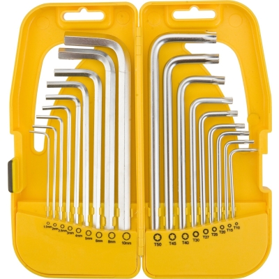 KOMPLET KLUCZY TRZPIENIOWYCH HEX I TORX DŁUGIE 18 SZTUK