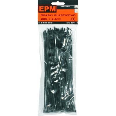 OPASKI PLASTIKOWE PA6.6 100SZT. CZARNE 200*2.5
