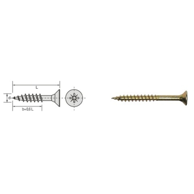 WKRĘT DO DREWNA OCYNK ŻÓŁTY NIEPEŁNY GWINT 6.0*130MM