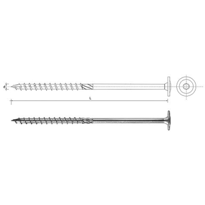 WKRĘT DO DREWNA Z KOŁNIERZEM NA TORX OCYNKOWANY 6*200MM T30