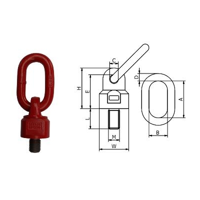ŚRUBA Z UCHEM OBROTOWO UCHYLNYM WSI M12*18MM 0.5T