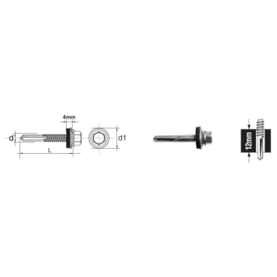 WKRĘT SAMOWIERTNY Z ŁBEM 6-KĄTNYM HWH 5.5*50MM Z EPDM 16MM