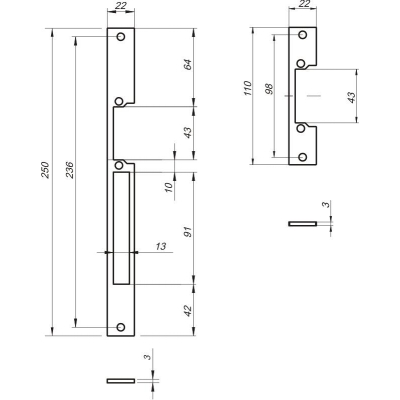 ZACZEP PŁASKI DO ELEKTROZACZEPU RE41L SZEROKOŚĆ 22MM MODEL L