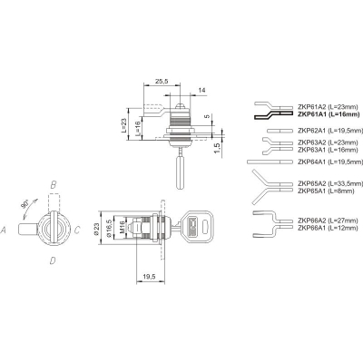 ZAMEK KASETOWY CHROMOWANY ZKP-61 A1
