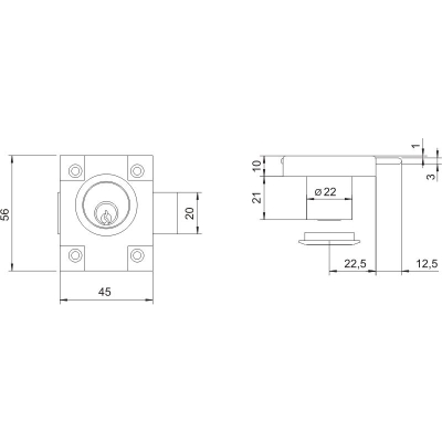ZAMEK MEBLOWY ZMB-1 NIKLOWANY