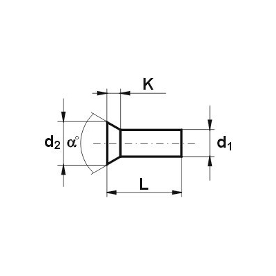NIT ALUMINIOWY PEŁNY Z ŁBEM STOŻKOWYM PŁASKIM 4.0*25 MM